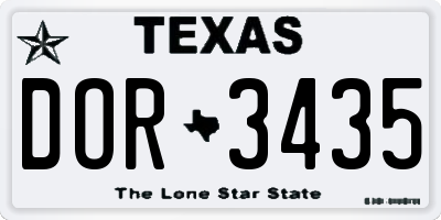 TX license plate DOR3435