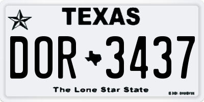 TX license plate DOR3437
