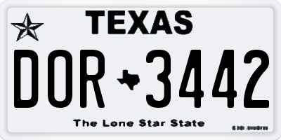 TX license plate DOR3442