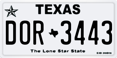 TX license plate DOR3443