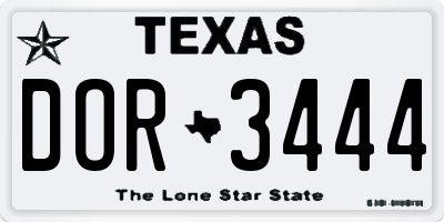 TX license plate DOR3444