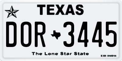 TX license plate DOR3445