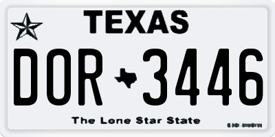 TX license plate DOR3446