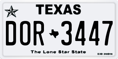TX license plate DOR3447