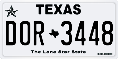 TX license plate DOR3448