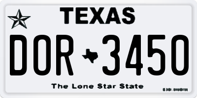 TX license plate DOR3450