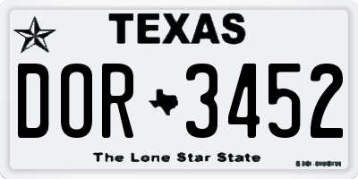 TX license plate DOR3452