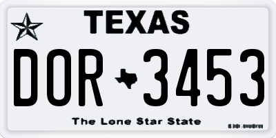 TX license plate DOR3453