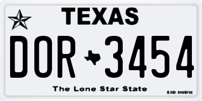 TX license plate DOR3454