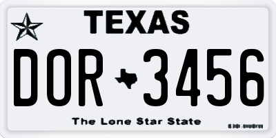TX license plate DOR3456
