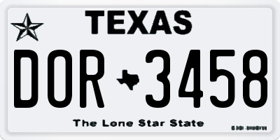 TX license plate DOR3458