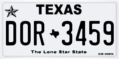 TX license plate DOR3459