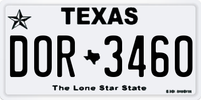 TX license plate DOR3460