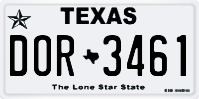 TX license plate DOR3461