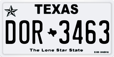 TX license plate DOR3463