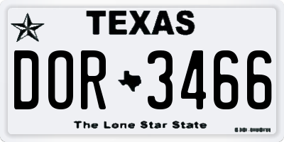 TX license plate DOR3466