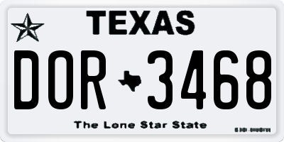 TX license plate DOR3468