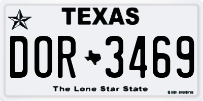 TX license plate DOR3469