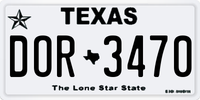 TX license plate DOR3470