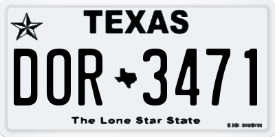 TX license plate DOR3471