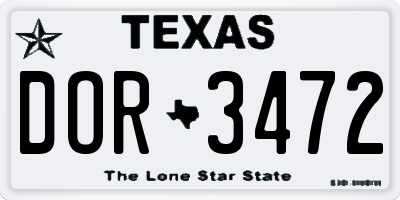 TX license plate DOR3472