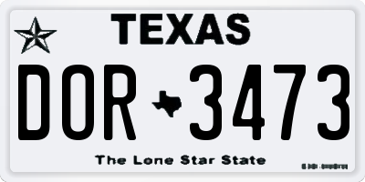 TX license plate DOR3473