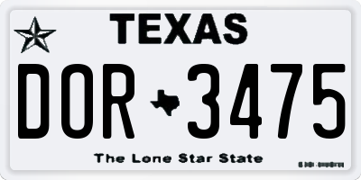 TX license plate DOR3475