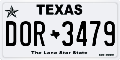 TX license plate DOR3479