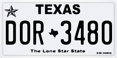 TX license plate DOR3480