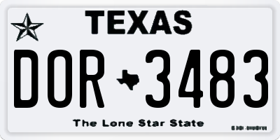 TX license plate DOR3483