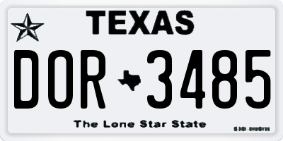 TX license plate DOR3485