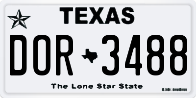 TX license plate DOR3488
