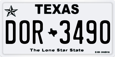 TX license plate DOR3490