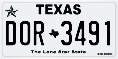 TX license plate DOR3491