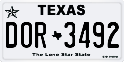 TX license plate DOR3492