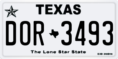 TX license plate DOR3493