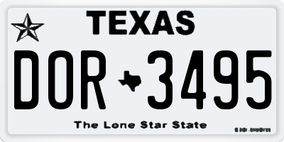 TX license plate DOR3495