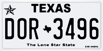 TX license plate DOR3496