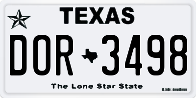 TX license plate DOR3498