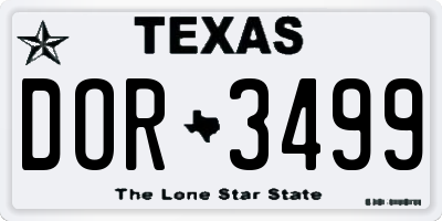 TX license plate DOR3499