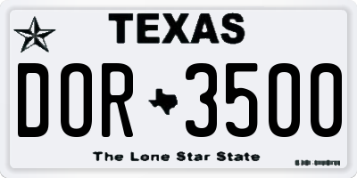 TX license plate DOR3500