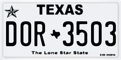 TX license plate DOR3503