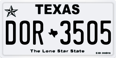 TX license plate DOR3505