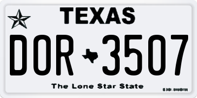 TX license plate DOR3507