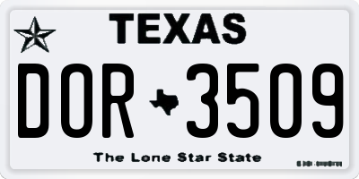 TX license plate DOR3509