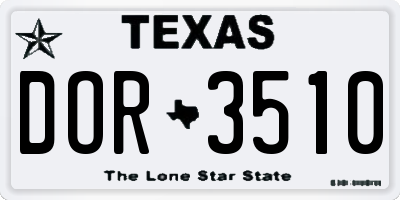TX license plate DOR3510