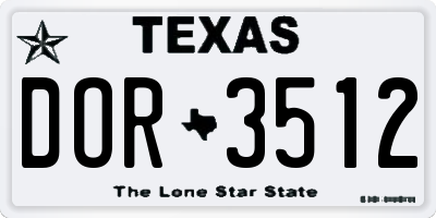 TX license plate DOR3512