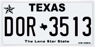TX license plate DOR3513