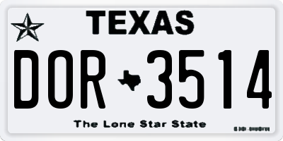 TX license plate DOR3514