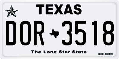 TX license plate DOR3518